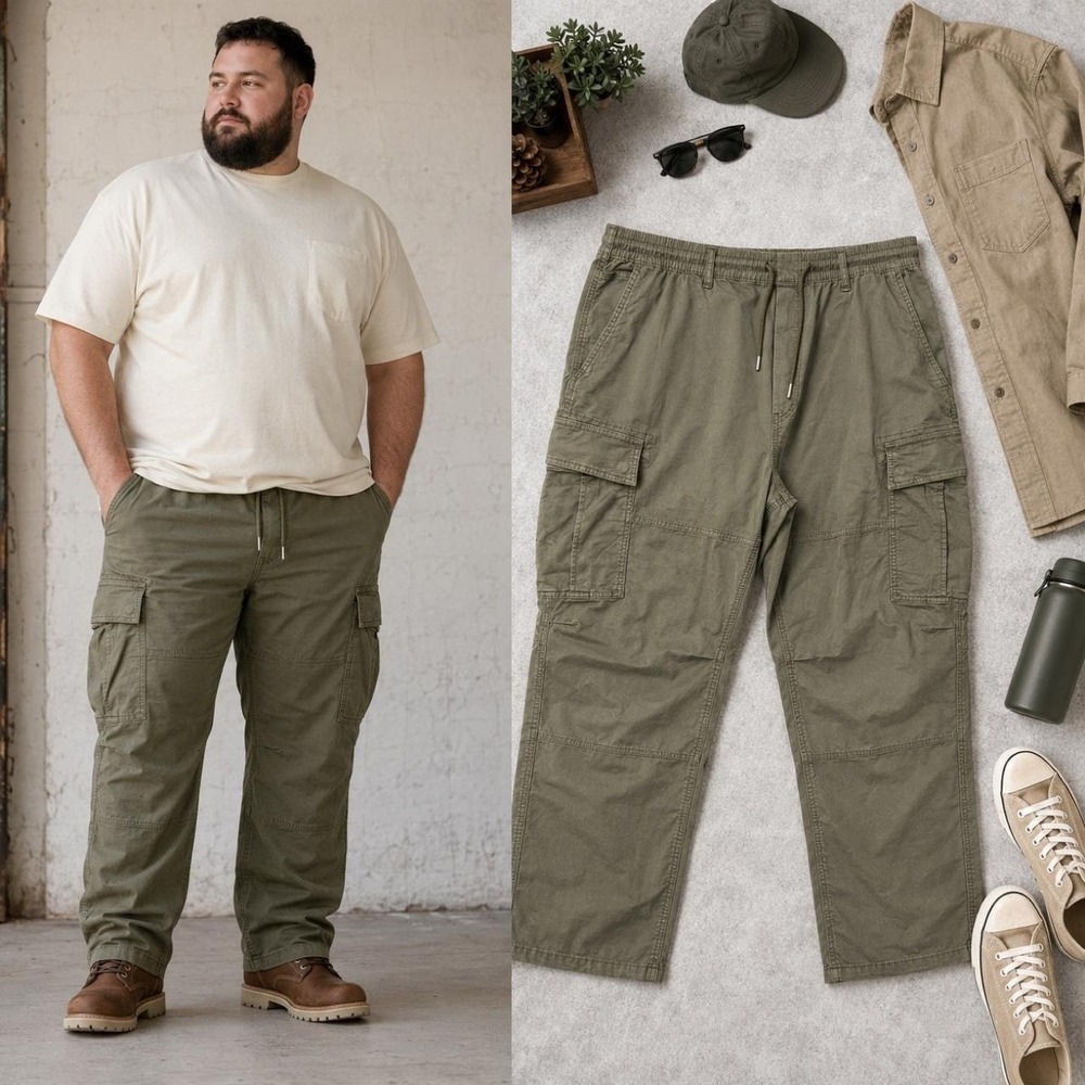 American Eagle Relaxed Cargo Pants Men's XXL Olive Green Flex NWT Utility Street